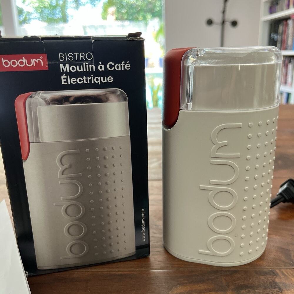 Bodum Bistro Electric Coffee Grinder Mill White / Red 11160-3